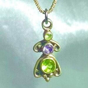 ADS# Sterling 925 Silver Necklace w/ Peridot Gem Accents